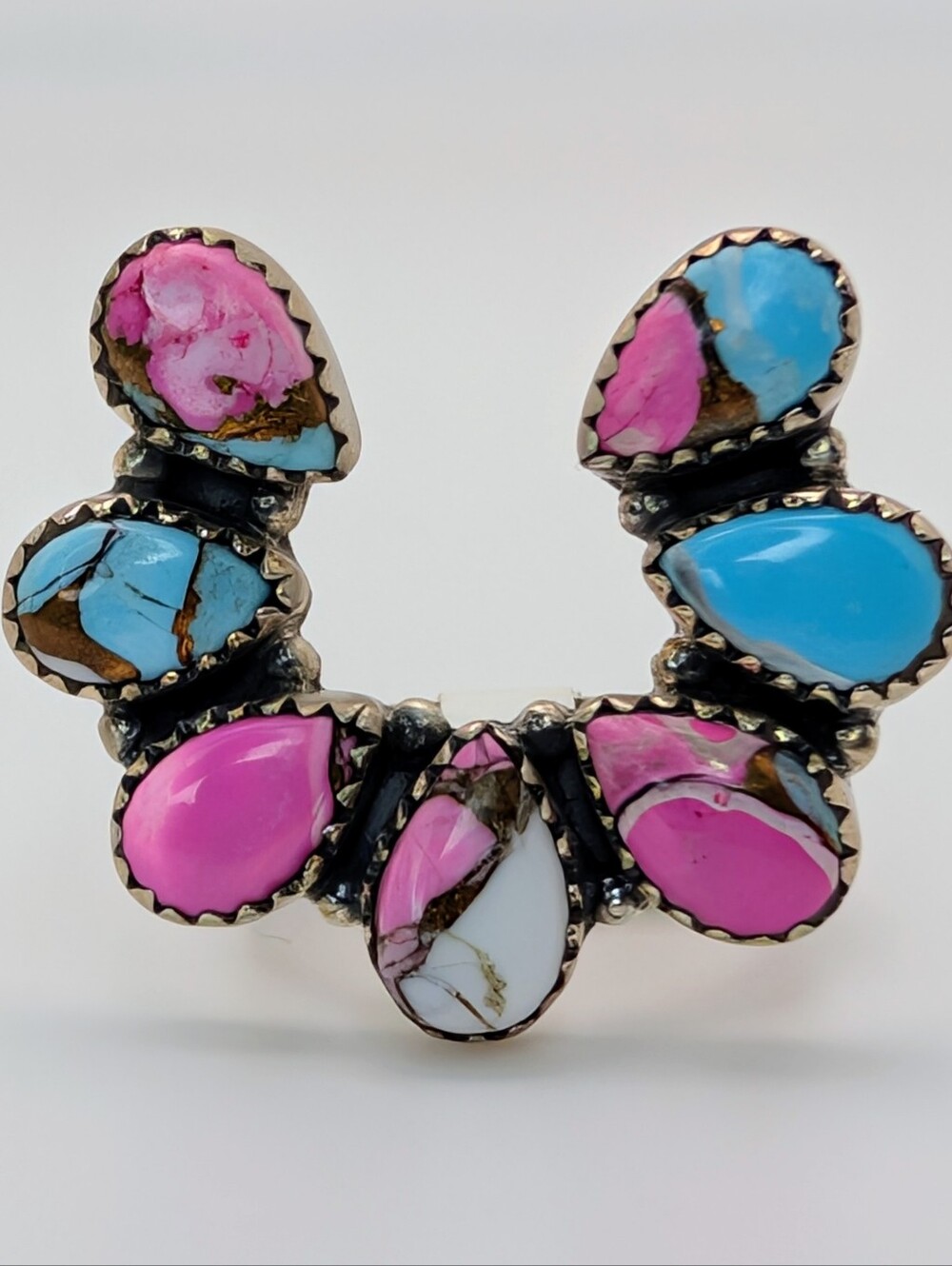 Cotton Candy Turquoise S925 Sterling Silver Naja Adjustable Ring
